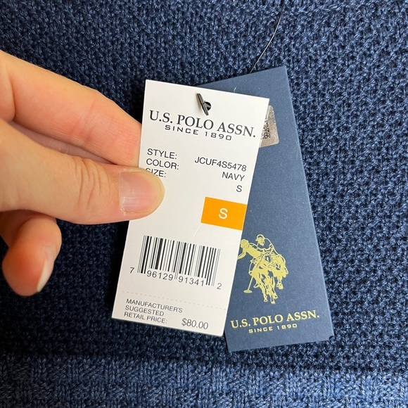 U.S. Polo Assn. Navy Patchwork Cotton Blend Sweater NWT Size Small - Picture 3 of 12